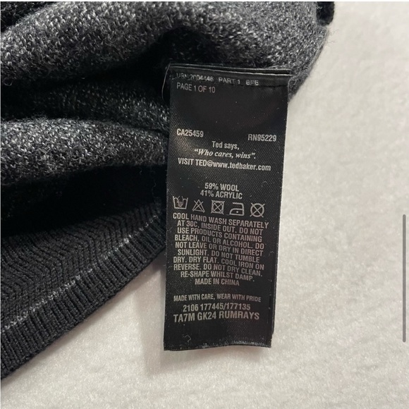 Ted Baker London Mens 1/4 Zip Wool Blend Sweater Size 6 In Ted We Trust - Picture 6 of 10